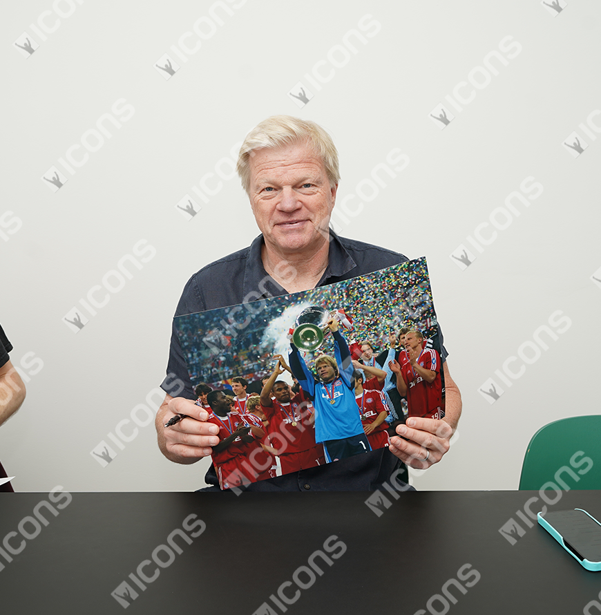 Oliver Kahn Official UEFA Champions League ha firmato e incorniciato FC Bayern Monaco Foto: Vincitore della UEFA Champions League