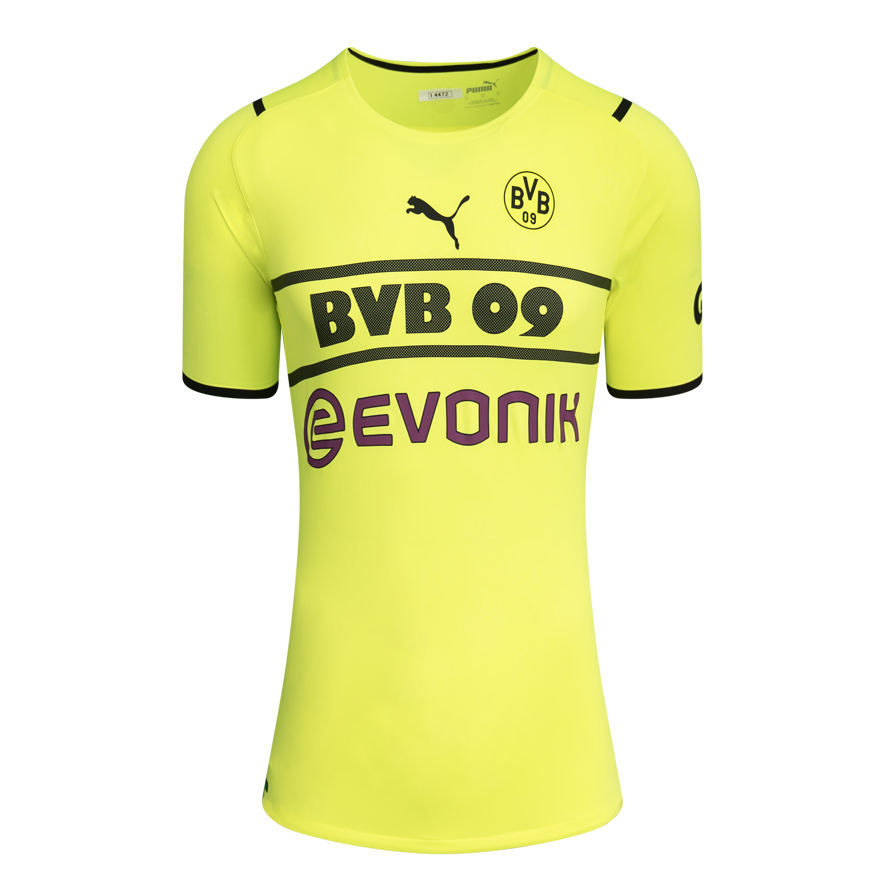 Matthias Sammer Official UEFA Champions League Back Signed and Framed Borussia Dortmund 2021-22 Home Shirt with Fan Style Number