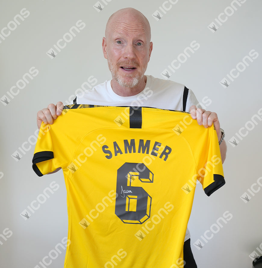 Matthias Sammer Official UEFA Champions League Back Signed and Framed Borussia Dortmund 2019-20 Home Shirt with Fan Style Number