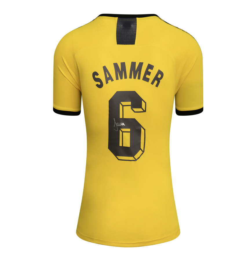 Matthias Sammer Official UEFA Champions League Back Signed and Framed Borussia Dortmund 2019-20 Home Shirt with Fan Style Number