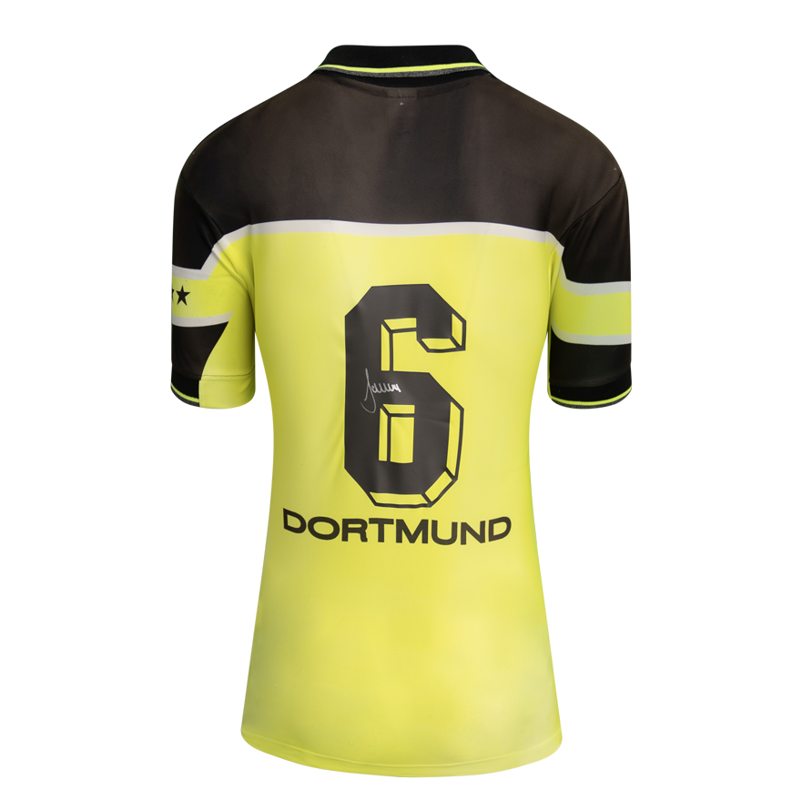 Matthias Sammer Official UEFA Champions League Back Signed and Framed Borussia Dortmund 1997-98 Home Shirt
