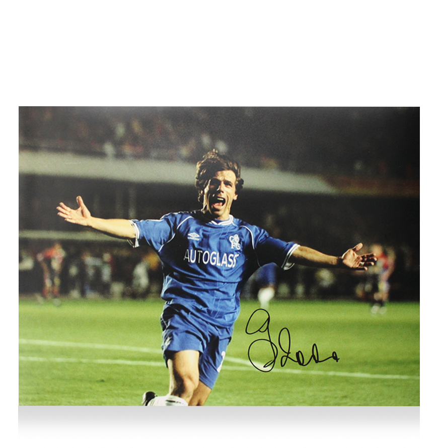 Gianfranco Zola Official UEFA Champions League Signed and Framed Chelsea Photo: UEFA Champions League Celebration