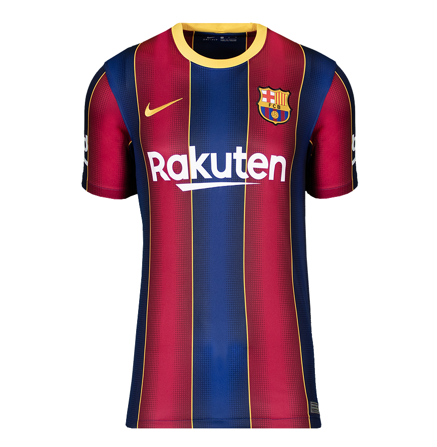Lionel Messi Official UEFA Champions League Back Signed and Framed FC Barcelona 2020-21 Home Shirt