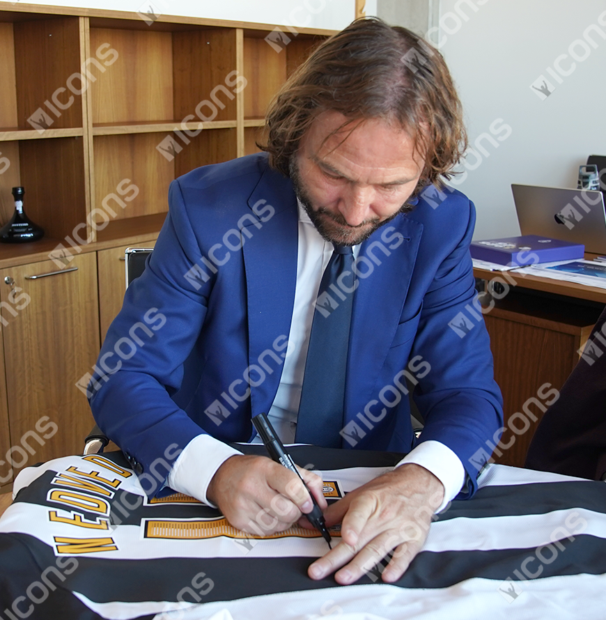 Pavel Nedved Official UEFA Champions League Back Signed and Framed Juventus 2004-05 Home Shirt