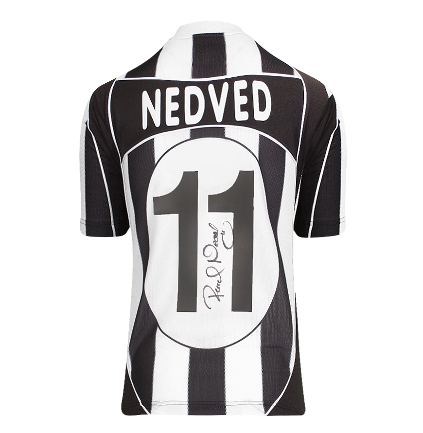 Pavel Nedved Official UEFA Champions League Back Signed and Hero Framed Juventus 2002-03 Home Shirt