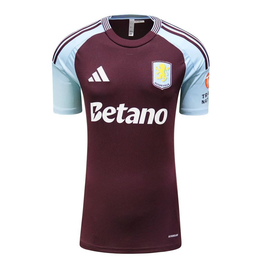 Amadou Onana Official UEFA Champions League Back Signed and Hero Framed Aston Villa 2024-25 Home Shirt