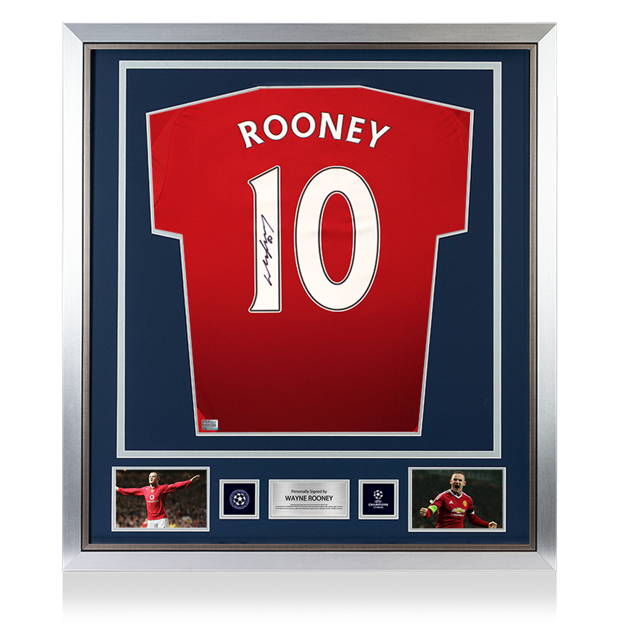 Wayne Rooney Official UEFA Champions League Back Signed and Framed Man