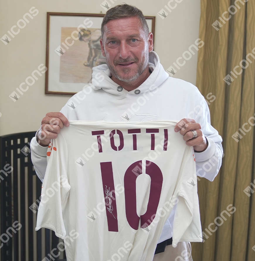 Francesco Totti Official UEFA Champions League Back Signed and Framed AS Roma 2003-04 Away Shirt