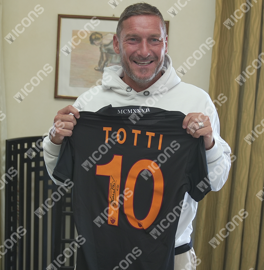 Francesco Totti Official UEFA Champions League Back Signed and Framed AS Roma 2013-14 Third Shirt