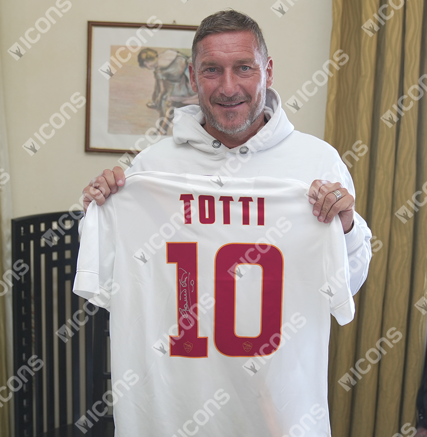 Francesco Totti Official UEFA Champions League Back Signed and Framed AS Roma 2014-15 Away Shirt