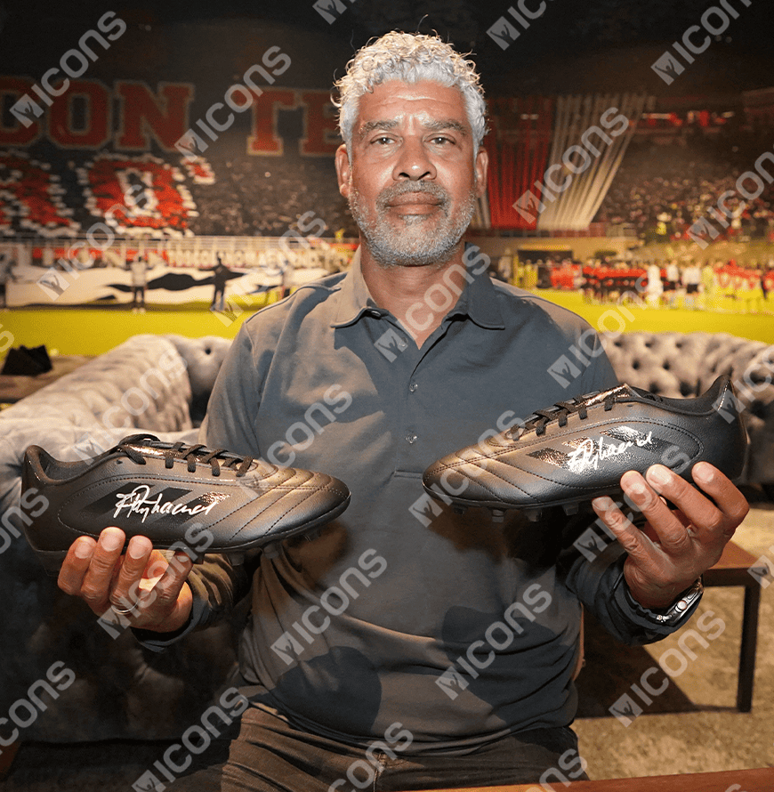 Frank Rijkaard Official UEFA Champions League Signed Adidas Black Boot In Photo Acrylic Case: Option 1
