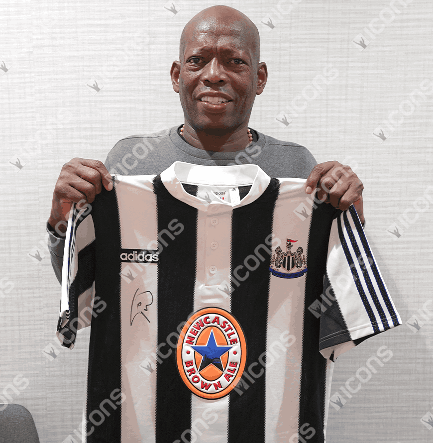 Faustino Asprilla Official UEFA Champions League Front Signed and Framed Newcastle United 1995-96 Home Shirt