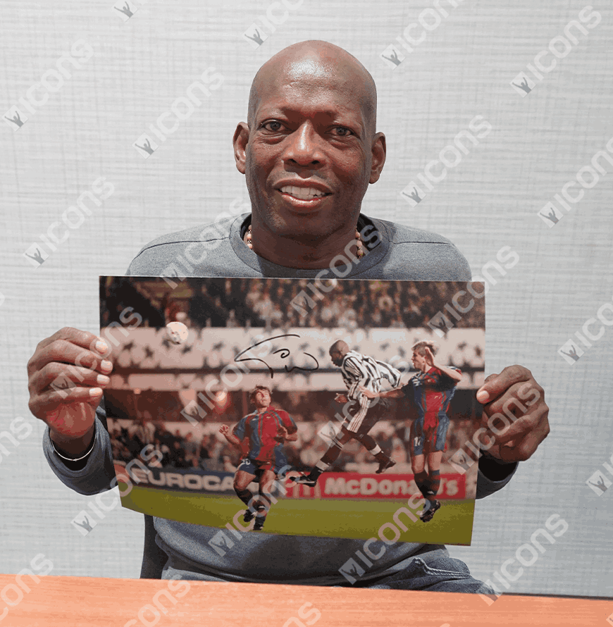Faustino Asprilla Official UEFA Champions League Signed and Framed Newcastle United Photo: Hat-trick vs FC Barcelona