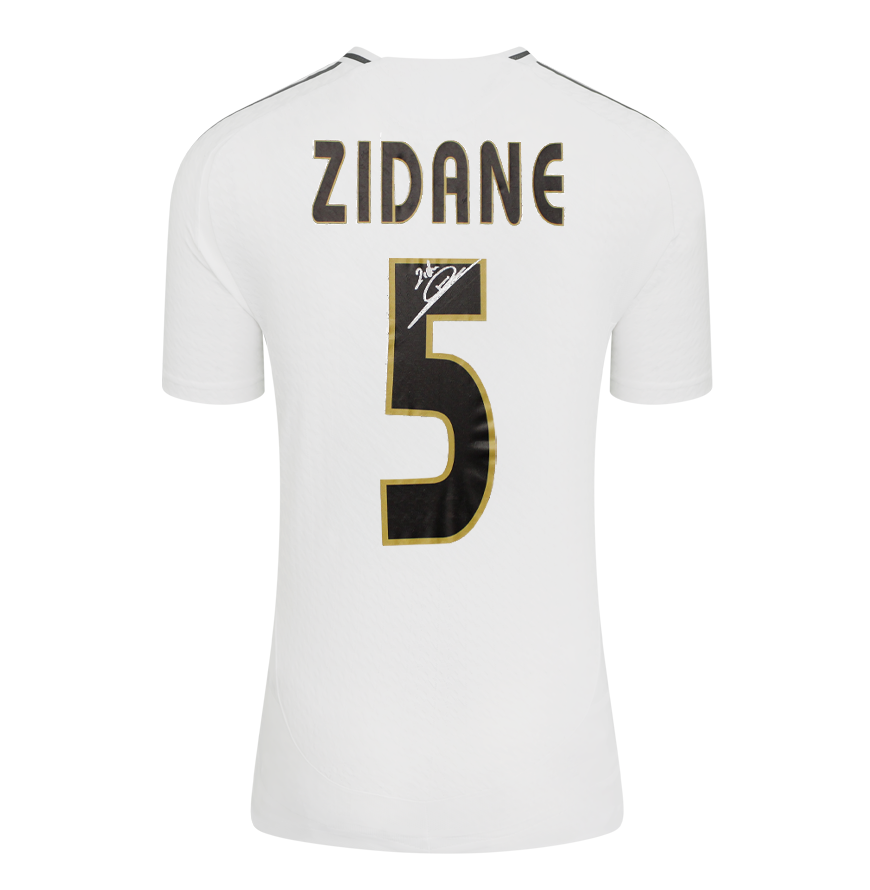 Zinedine Zidane Official UEFA Champions League Back Signed and Hero Framed Real Madrid 2024-25 Home Shirt with Fan Style Number