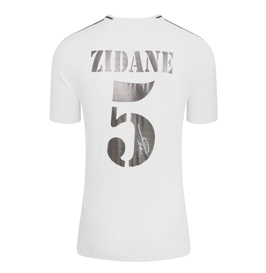 Zinedine Zidane Official UEFA Champions League Back Signed and Framed Real Madrid 2024-25 Home Shirt with Fan Style Number
