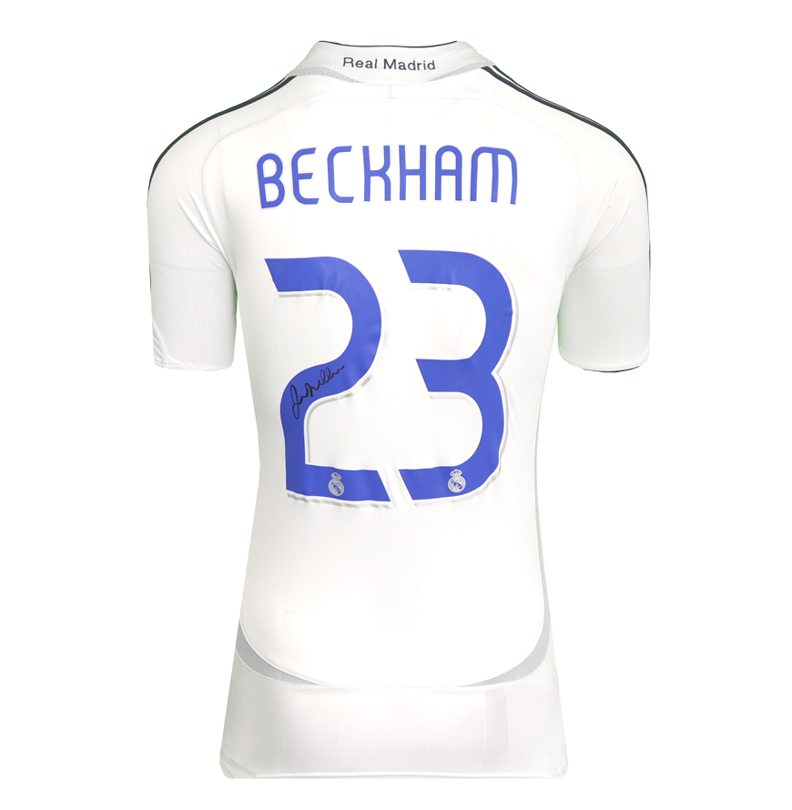 David Beckham Official UEFA Champions League Back Signed and Hero Framed Real Madrid 2006-07 Home Shirt