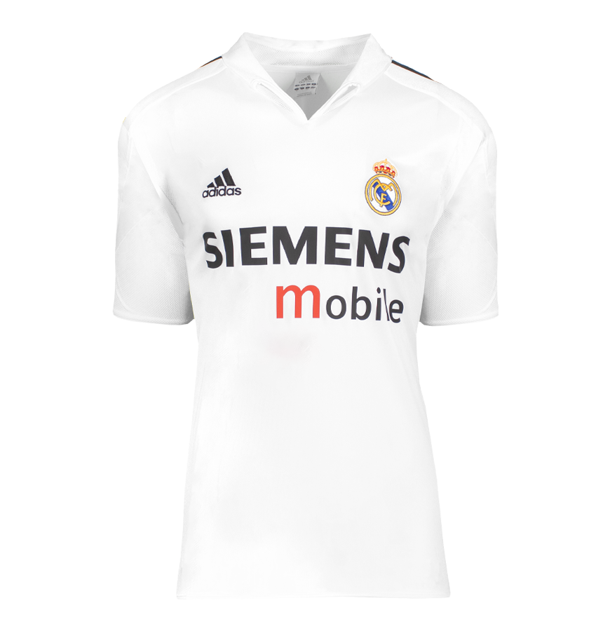 David Beckham Official UEFA Champions League Back Signed and Framed Real Madrid 2004-05 Home Shirt