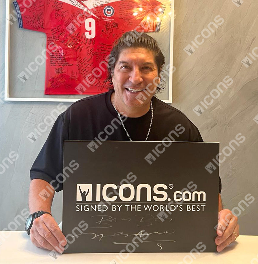 Ivan Zamorano Official UEFA Champions League Signed and Framed Internazionale Photo in Gold: Milan Derby Goal