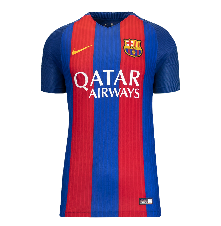 Lionel Messi Official UEFA Champions League Back Signed and Framed FC Barcelona 2016-17 Home Shirt