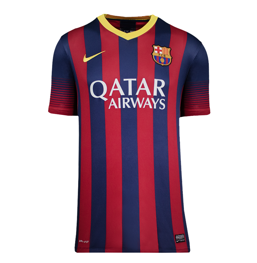 Lionel Messi Official UEFA Champions League Back Signed and Hero Framed FC Barcelona 2013-14 Home Shirt