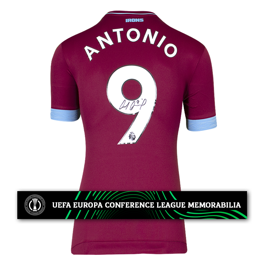 Michail Antonio Official UEFA Europa Conference League Back Signed West Ham United 2018-19 Home Shirt