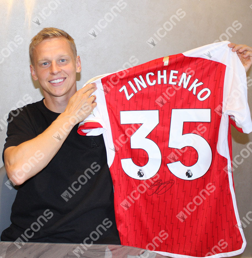 Oleksandr Zinchenko Official UEFA Champions League Back Signed and Hero Framed Arsenal 2023-24 Home Shirt