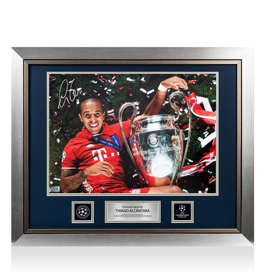 Thiago Alcantara Official UEFA Champions League Signed and Framed FC Bayern Munich Photo: UEFA Champions League Winner