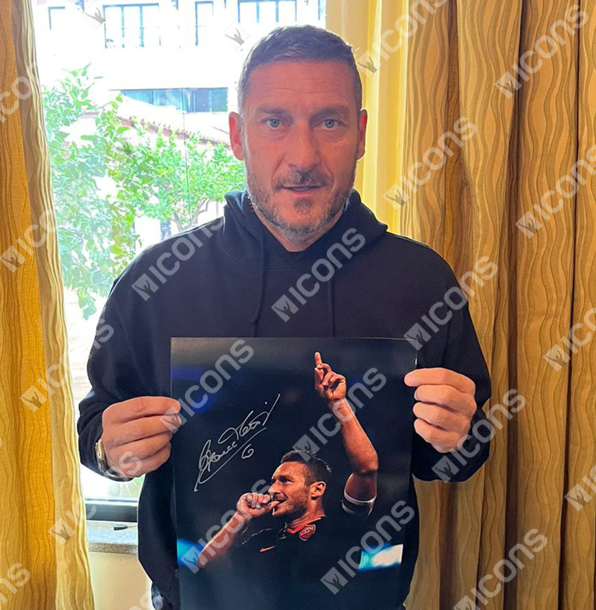 Francesco Totti Official UEFA Champions League Signed and Framed AS Roma Photo: Champions League Goal