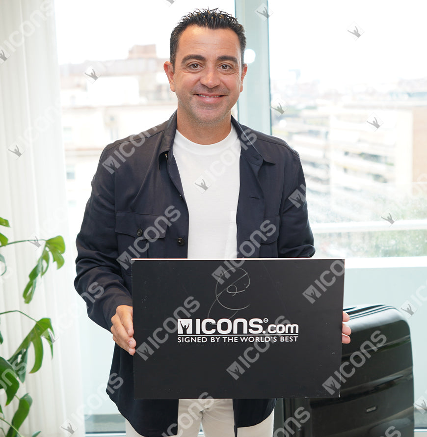 Xavi Offizieller UEFA Champions League Back unterschrieben und gerahmt FC Barcelona 2012-13 Auswärtshemd