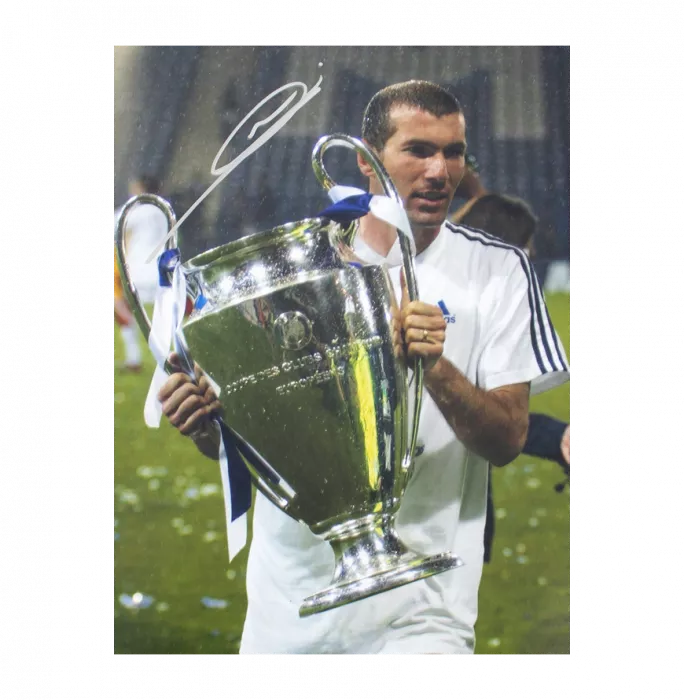 Zinedine Zidane ufficiale UEFA Champions League Firmato e incorniciato Foto del Real Madrid: vincitore del 2002 UEFA Champions League