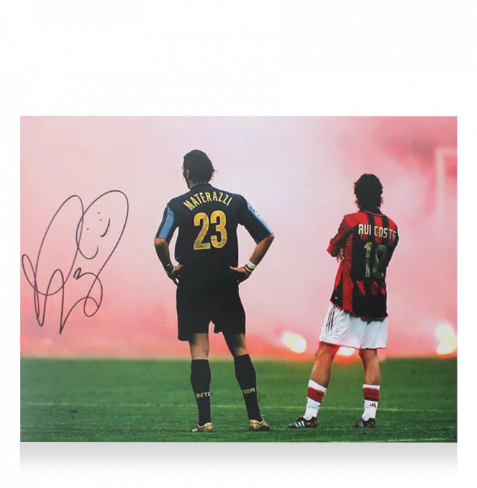 Marco Materazzi ufficiale UEFA Champions League firmato e incorniciato Foto internazionale: Derby Days