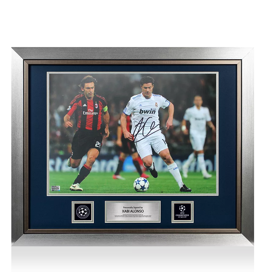 Xabi Alonso Official UEFA Champions League Signed and Framed Real Madrid Photo - UEFA Champions League v AC Milan