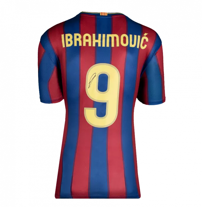 Zlatan Ibrahimovic Official UEFA Champions League en arrière signé et encadré FC Barcelone 2009-10