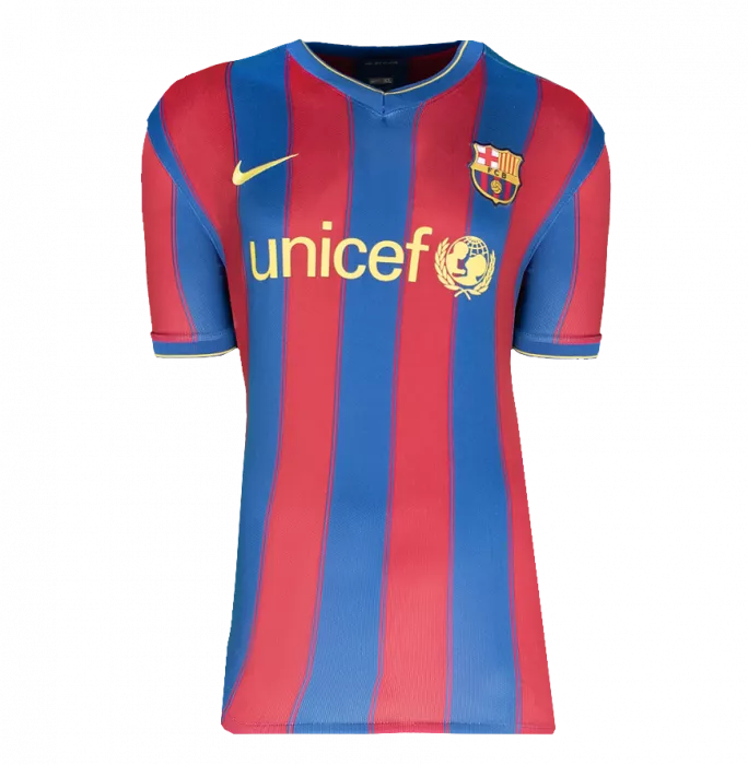 Zlatan Ibrahimovic Offizieller UEFA Champions League Back unterschrieben und gerahmt FC Barcelona 2009-10 Home-Shirt mit Fan-Stil-Nummer