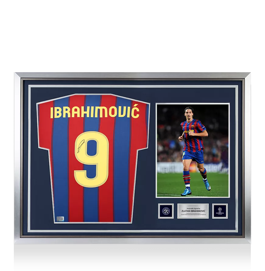 Zlatan Ibrahimovic officiel UEFA Champions League Back Signé et héros FC Barcelone 2009-10