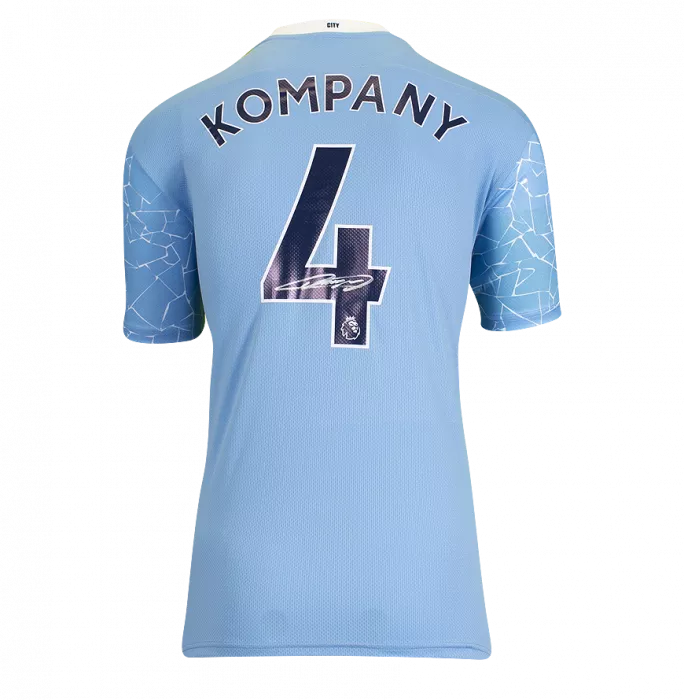 Vincent Kompany Official UEFA Champions League Back Signé et Hero Framed Manchester City 2020-21 Home Shirt