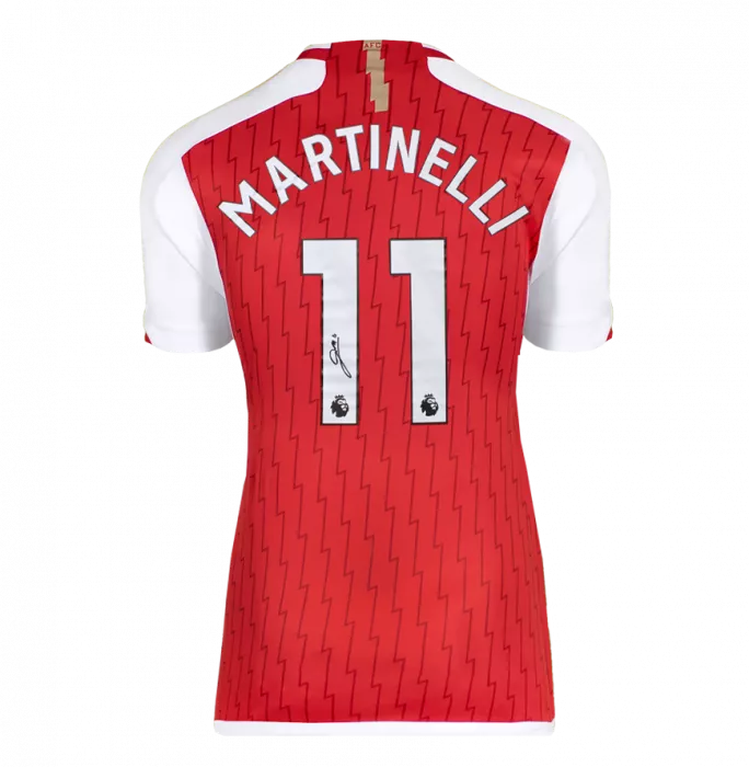 Gabriel Martinelli Official UEFA Champions League Back Signed and Hero Framed Arsenal 2024-25 Home Shirt
