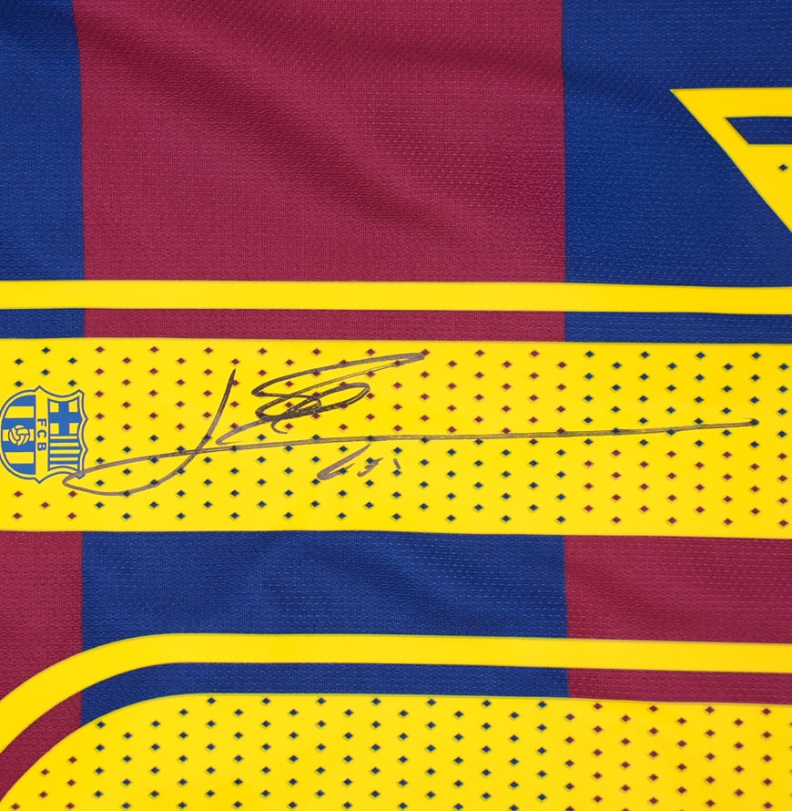 Lionel Messi Official UEFA Champions League Back Signed and Hero Framed FC Barcelona 2019-20 Home Shirt