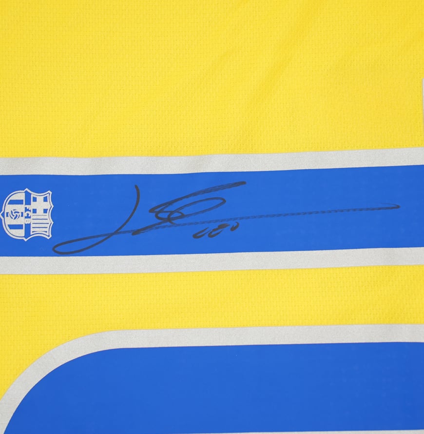 Lionel Messi Official UEFA Champions League Back Signed and Framed FC Barcelona 2008-10 Away Shirt