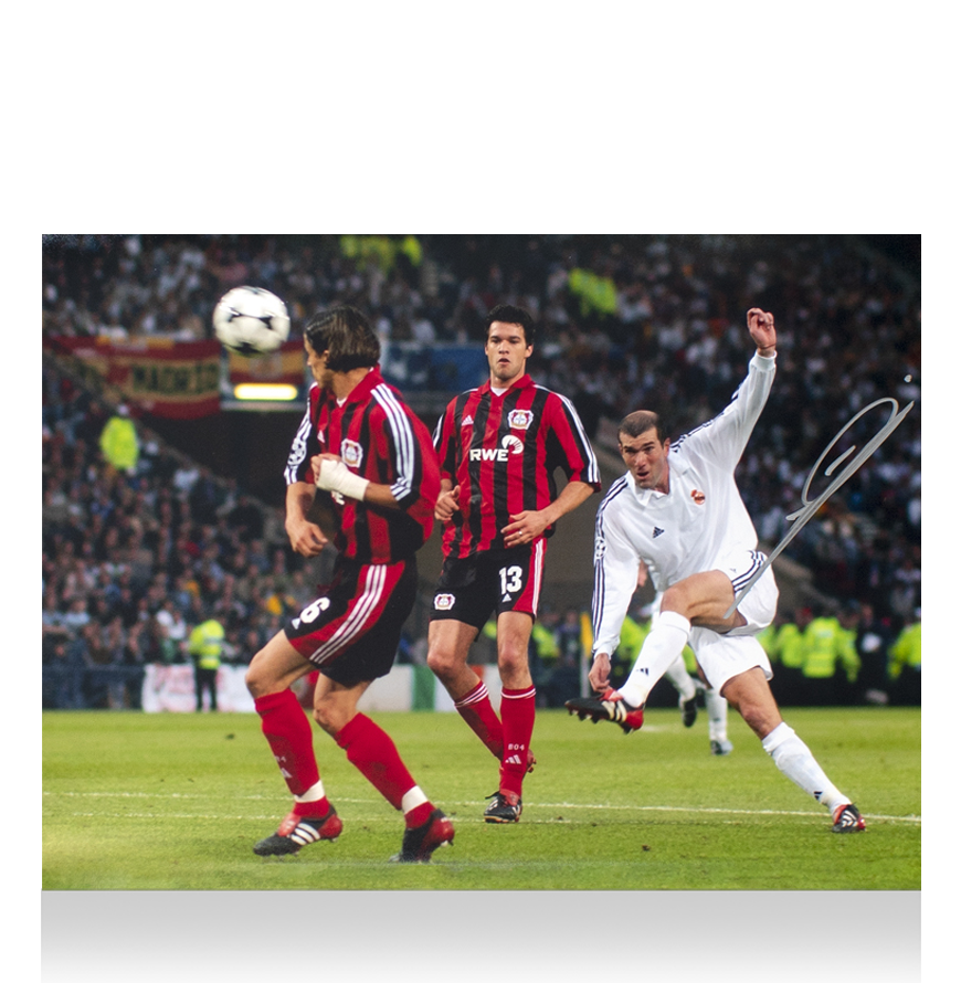 Zinedine Zidane Official UEFA Champions League Signed and Framed Real Madrid Photo: 2002 UEFA Champions League Final Volley