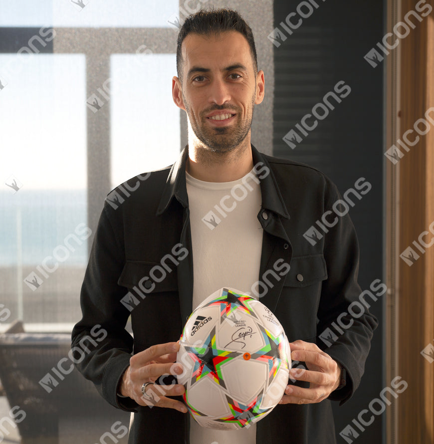 Sergio Busquets Official UEFA Champions League Signed Football In Acrylic Case