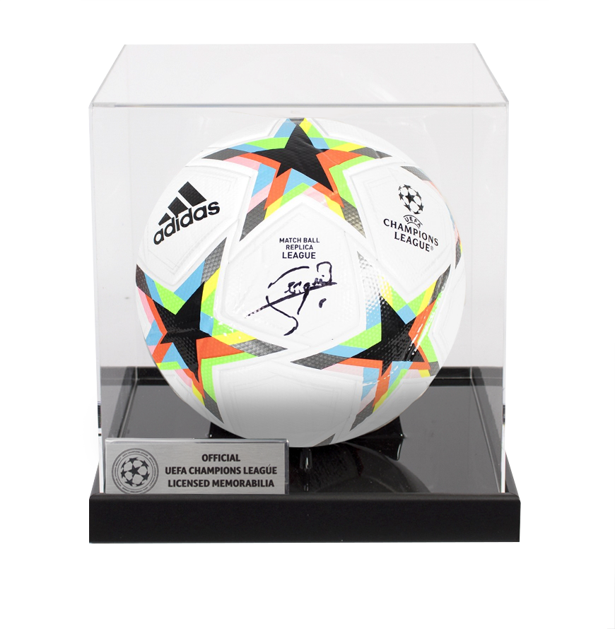 Sergio Busquets Official UEFA Champions League Signed Football In Acrylic Case