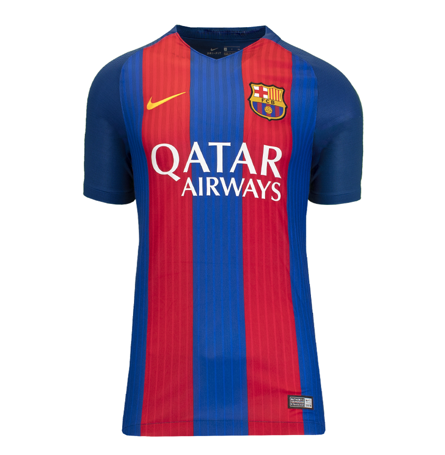 Luis Enrique Official UEFA Champions League Back Signed and Framed FC Barcelona 2016-17 Home Shirt with Fan Style Numbers