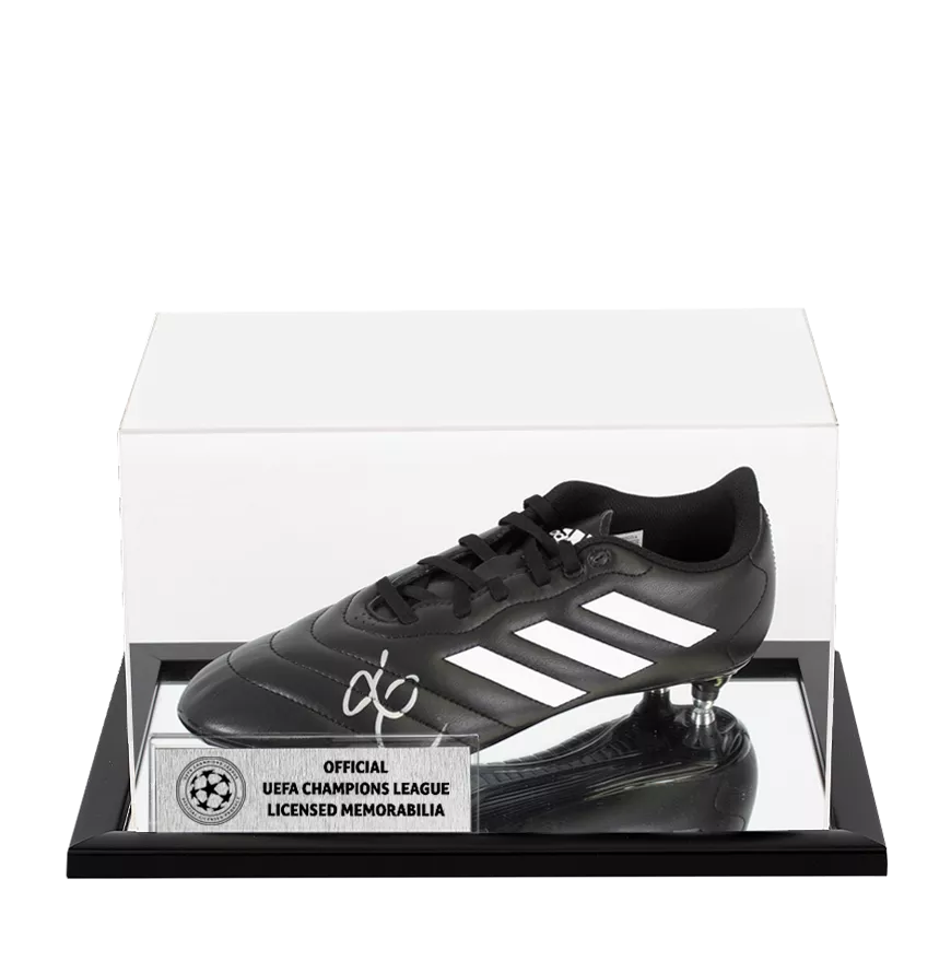 Luis Enrique Official UEFA Champions League Signed Black Adidas Goletto Boot In Acrylic Case