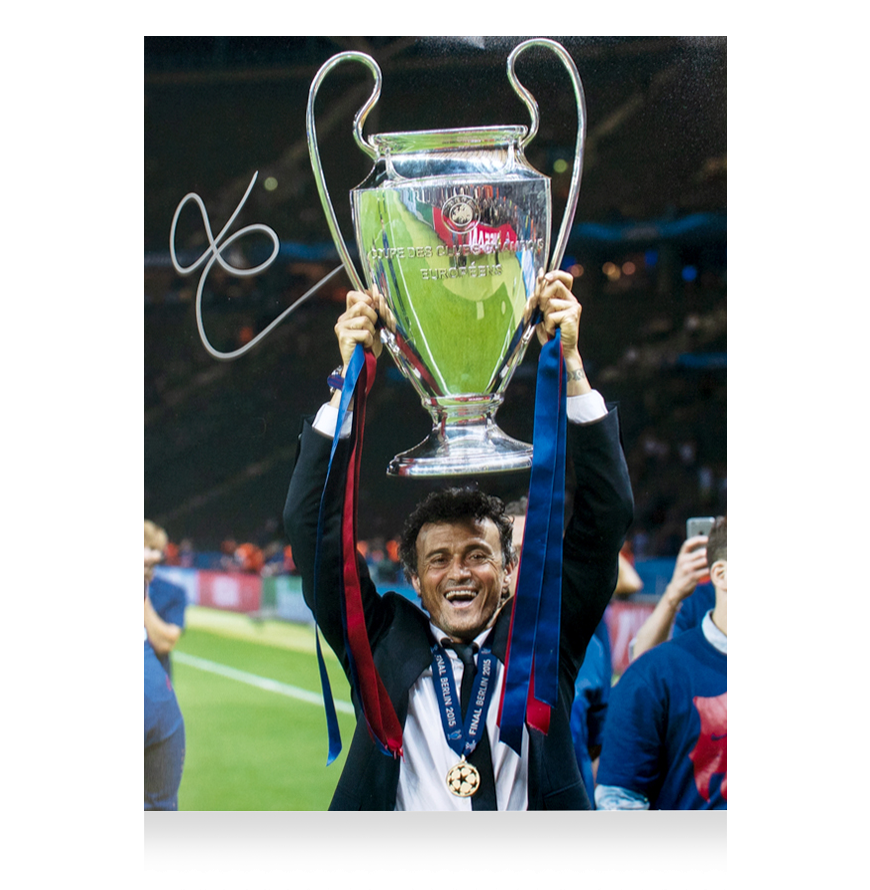 Luis Enrique Official UEFA Champions League Signed and Framed FC Barcelona Photo: 2015 Winner
