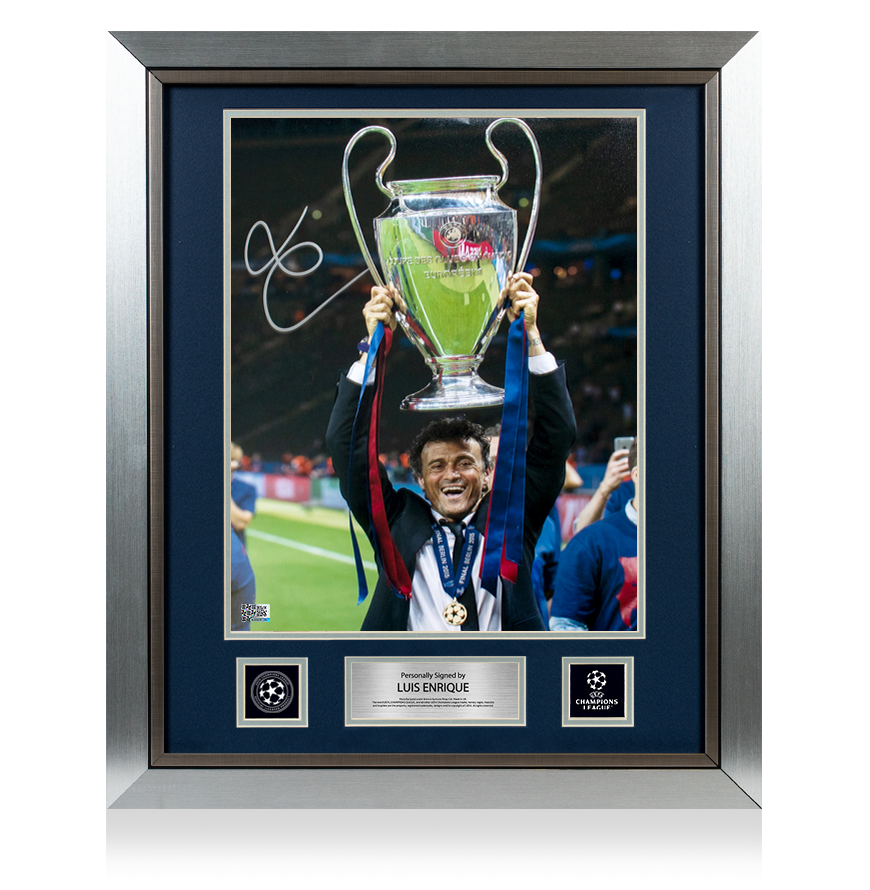 Luis Enrique Official UEFA Champions League Signed and Framed FC Barcelona Photo: 2015 Winner