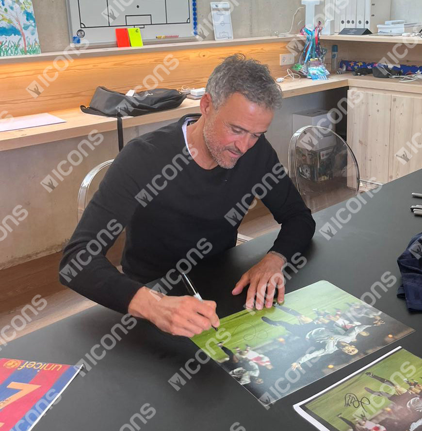 Luis Enrique Official UEFA Champions League Signed and Framed FC Barcelona Photo: UEFA Champions League Goal