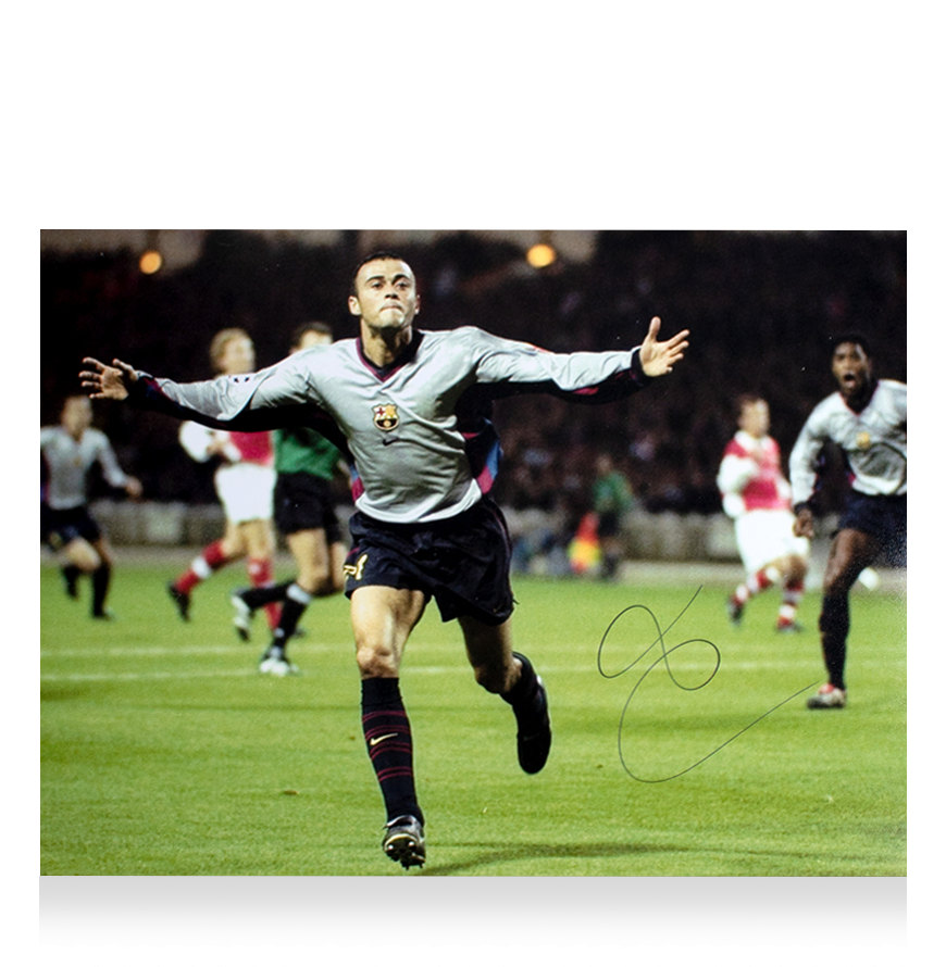 Luis Enrique Official UEFA Champions League Signed and Framed FC Barcelona Photo: UEFA Champions League Goal