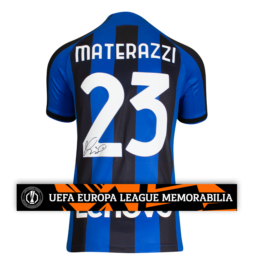 Marco Materazzi Official UEFA Europa League Back Signed Modern Internazionale Home Shirt
