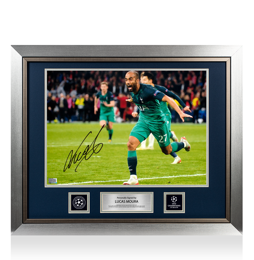 Lucas Moura Official UEFA Champions League Signed and Framed Tottenham Hotspur Photo: Semi Final Goal vs Ajax
